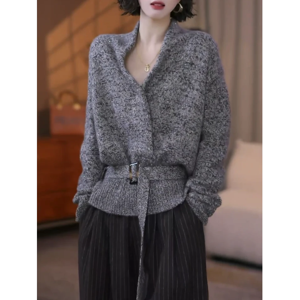 高级感时尚韩版加厚针织衫女2025秋冬新款设计收腰显瘦百搭毛衣衫