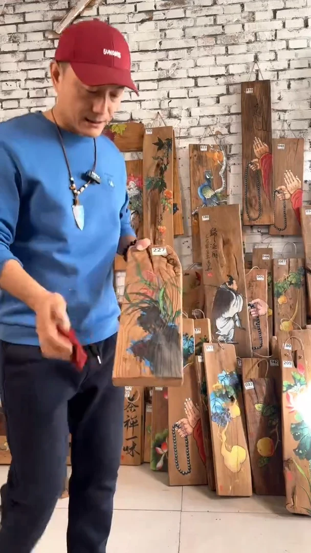 吊坠桃核227号门板画