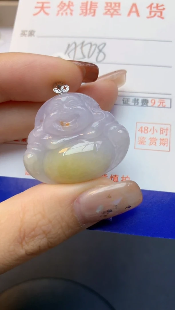 颈饰18K金镶嵌翡翠天然缅甸A货翡翠百元以上9元证书费自理