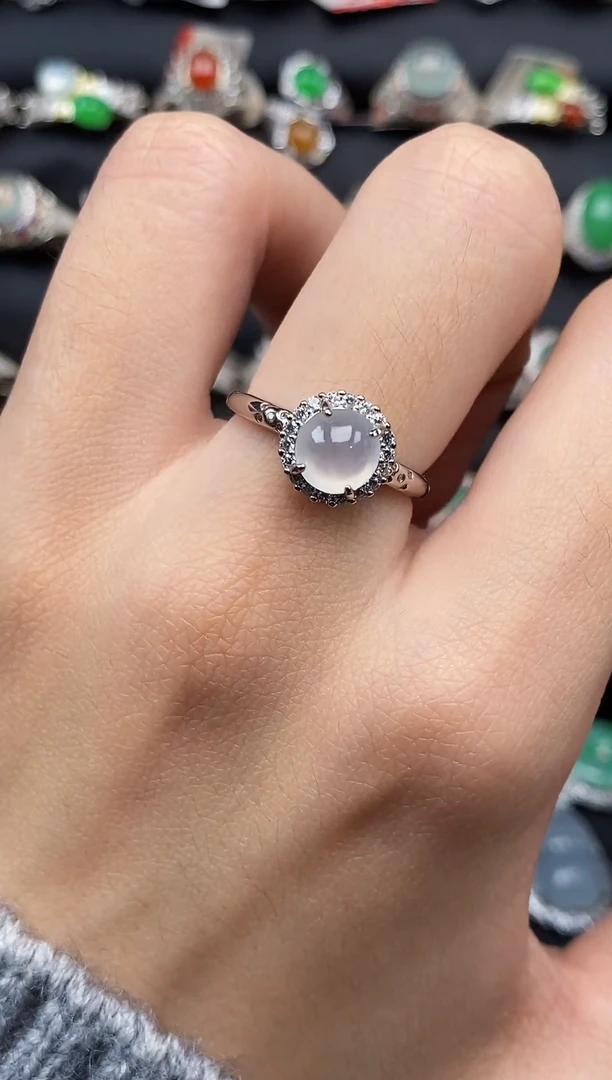 银S925镶嵌戒指翡翠天然A货翡翠71