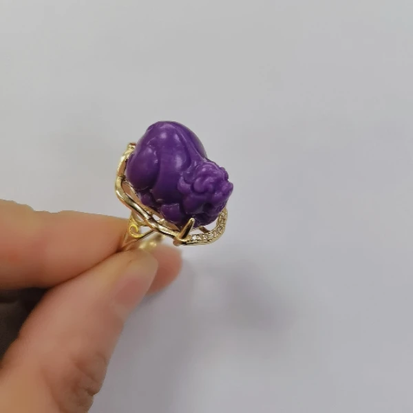 非金属皮质戒指 紫貔貅戒指大/个ZJH-88-1(戒托多样性发货)