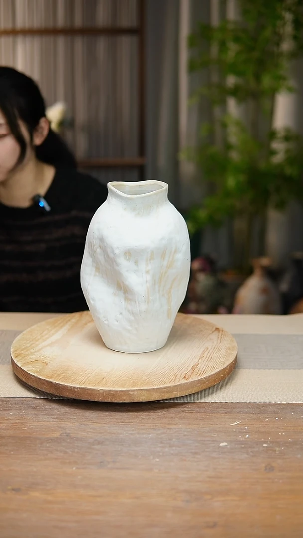 【闪购商品】陶瓷花器陶瓷花瓶手捏瓶002瑕疵