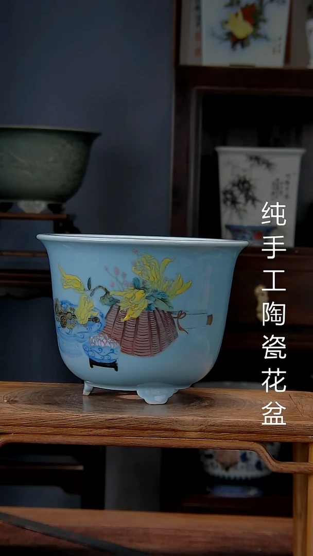 景德镇陶瓷 手工花盆