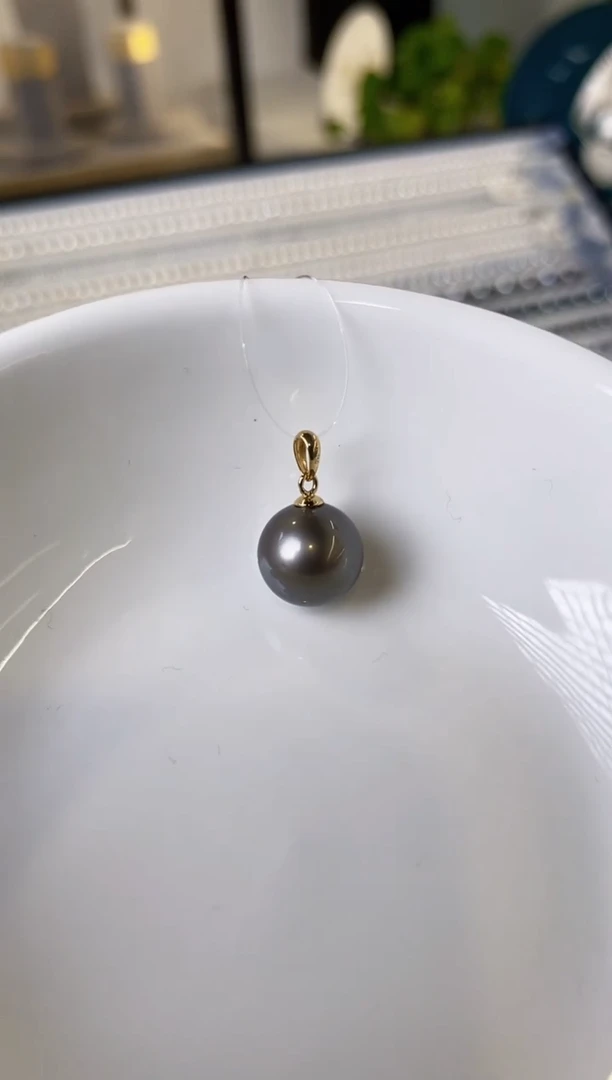 【闪购商品】海水珍珠吊坠(不含链)18K金镶嵌10-11大溪地黑珍珠吊坠