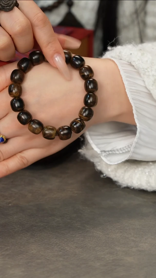 【闪购商品】沉香手串至尊级芽庄白奇楠樱子瘤疤水波纹1.2鼓珠