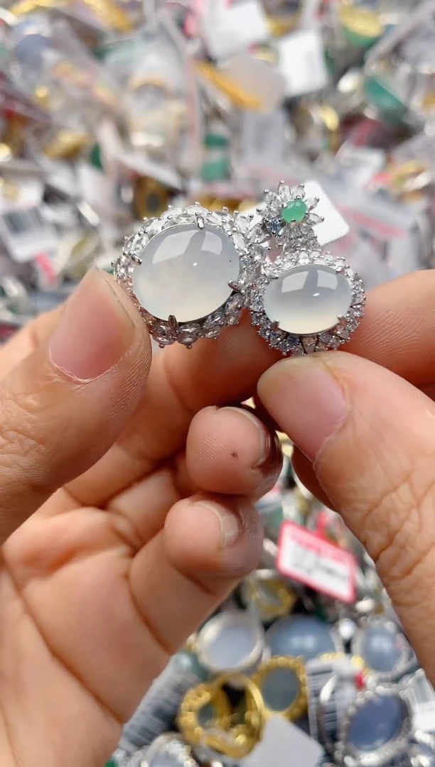 银S925镶嵌戒指翡翠222              10