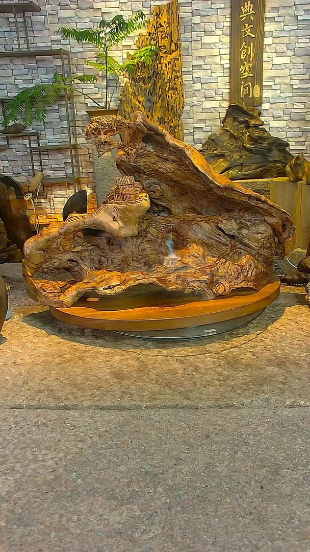 木黄楮木木山水摆件