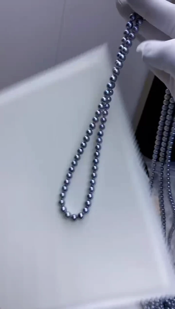 【闪购商品】海水珍珠饰品银S925镶嵌6-7真多麻色满珠链