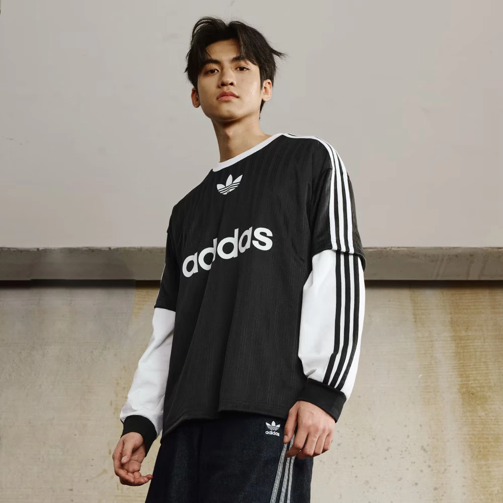Adidas/阿迪达斯男子复古穿搭运动宽松短袖圆领球衣T恤IU2341