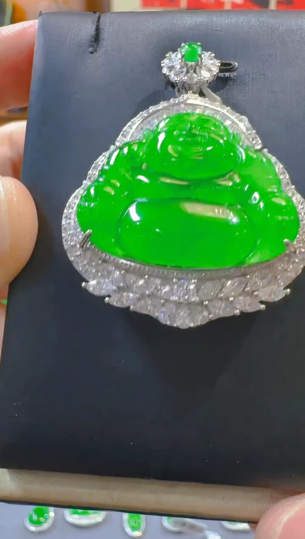 翡翠银S925镶嵌吊坠(赠链)天然A货翡翠