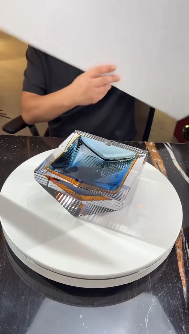 摆件CS0101004宝石蓝金色阶梯果碗摆件