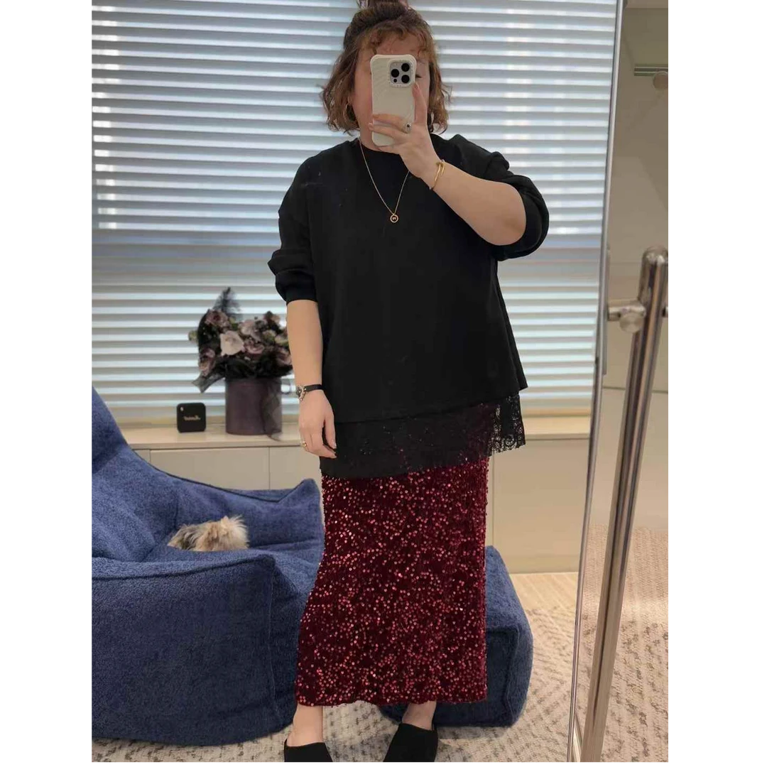 MEET 冬季定制版亮片显瘦半身裙