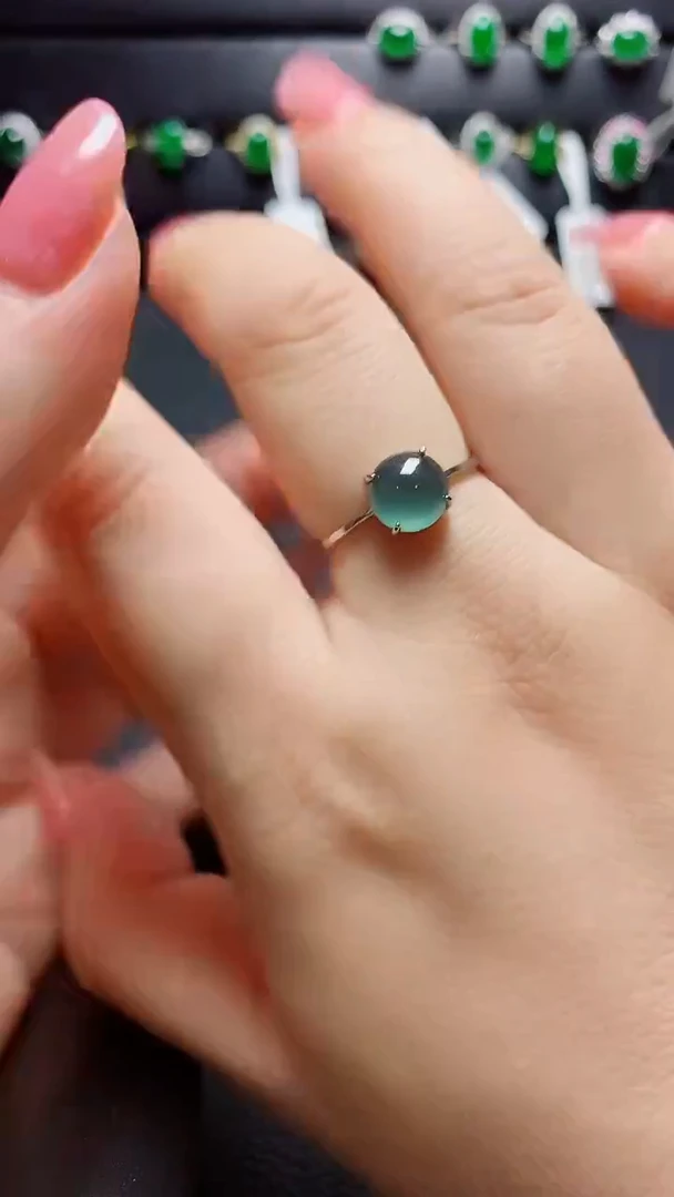 银S925镶嵌戒指翡翠天然翡翠A货s925银镶