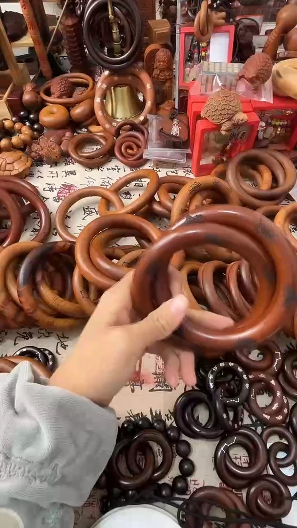 枣木鹰乾坤圈枣木80圈口微瑕一物一拍