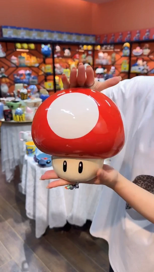 瓷片@@陶瓷蘑菇头饼干罐