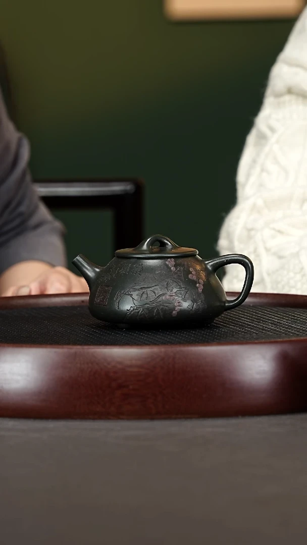 茶壶紫砂11ZWP平盖石瓢 可心绿泥200cc