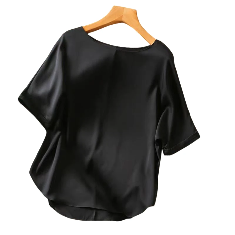 YTT 3090夏季百搭圆领落肩五分袖通勤衬衫