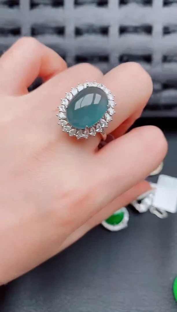 【闪购商品】翡翠戒指银S925镶嵌天然a货翡翠503