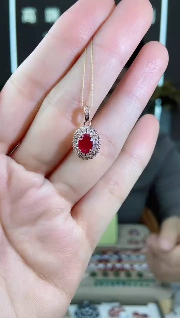 【闪购商品】红宝石颈饰银S925镶嵌颈饰
