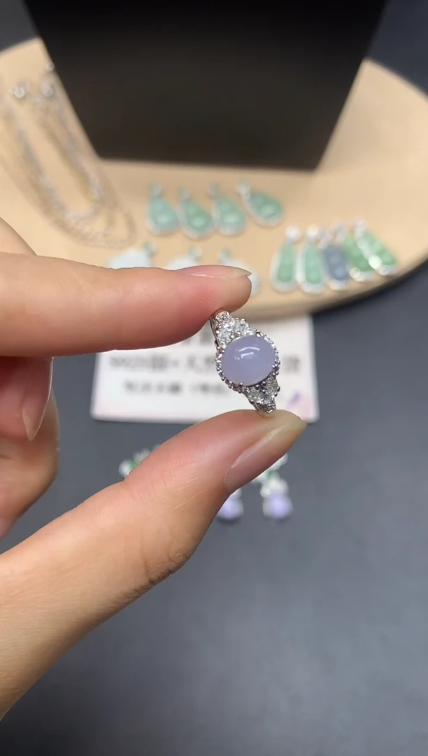 【闪购商品】翡翠戒指银S925镶嵌蛋面【多样性发其一】