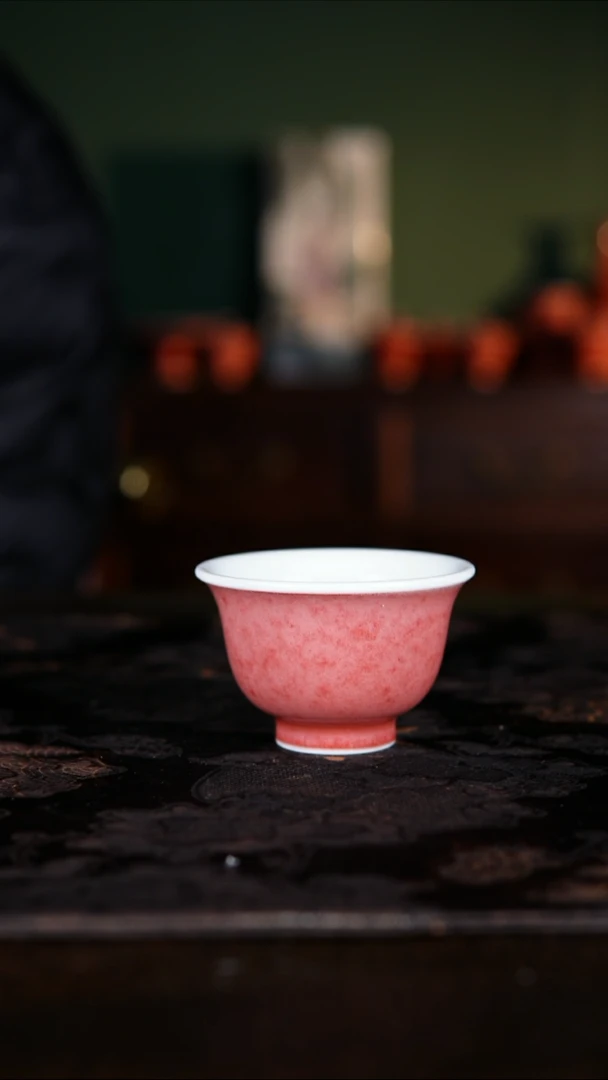 杯子白泥景德镇纯手工陶瓷豇豆红