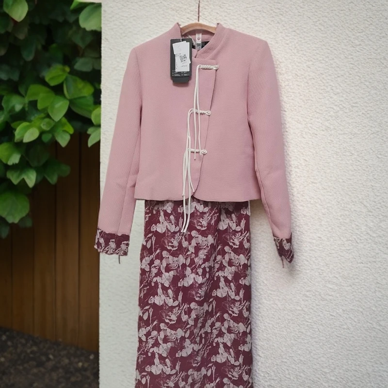 #0034【闭月羞花】优雅气质国风新中式外套女宽松休闲盘扣开衫套装