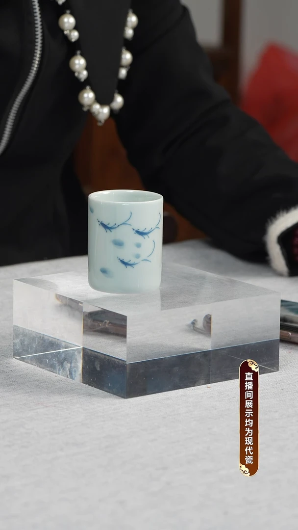 杯子瓷景德镇纯手绘如鱼得水