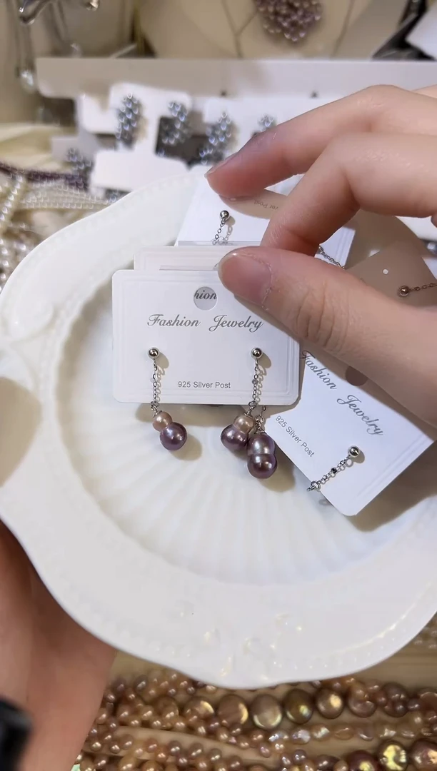 银S925镶嵌耳饰淡水珍珠s01