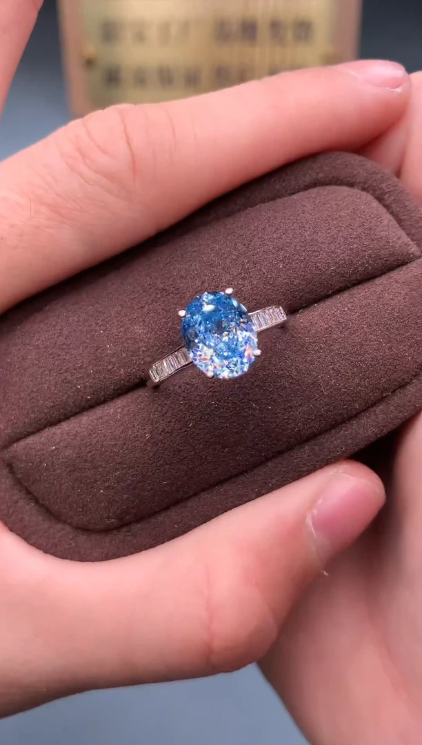 银S925镶嵌戒指海蓝宝石1324