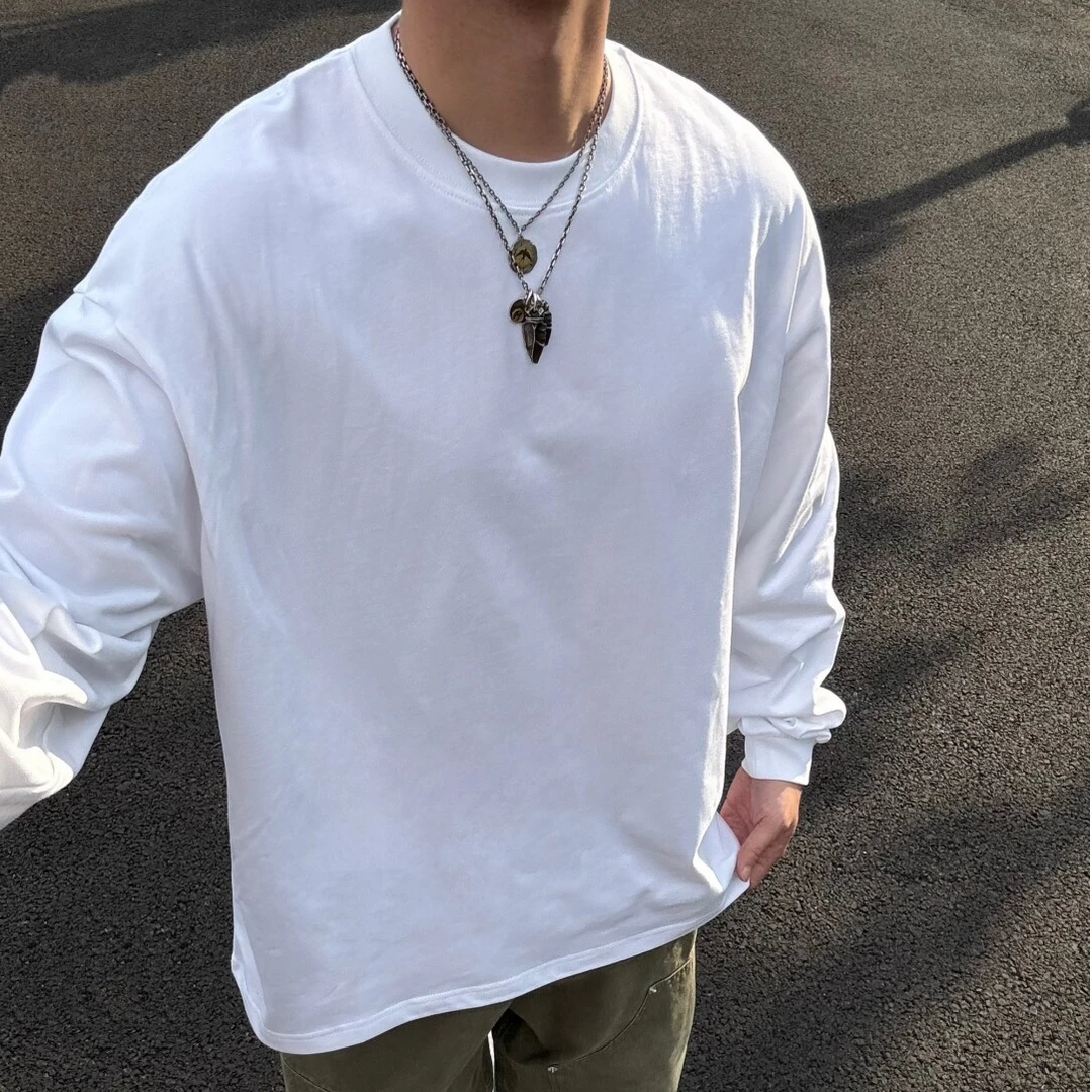 【两件装】秋冬新款重磅螺纹袖口男士打底衫32支纯棉简约基础款长袖