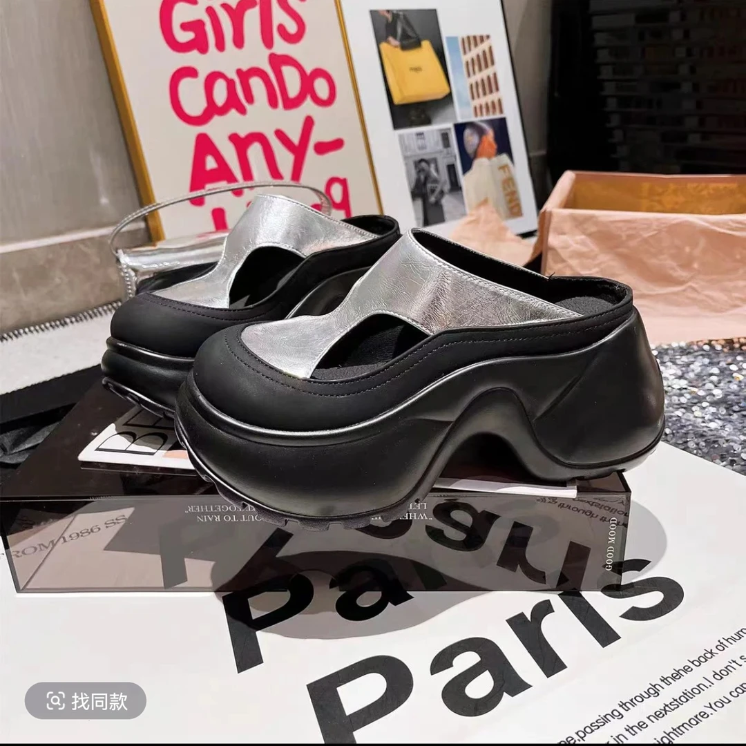 休闲坡跟凉拖鞋女厚底增高凉拖鞋女2025爆款夏季凉拖鞋