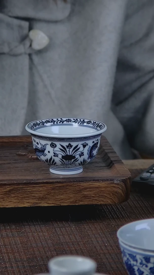 【闪购商品】折葵非器手工手绘鱼藻小压手杯