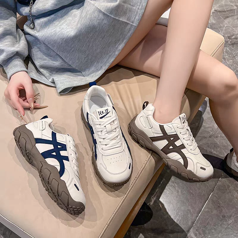德训鞋女2025秋季新款爆款百搭防滑轻便跑步鞋皮面休闲运动鞋A55