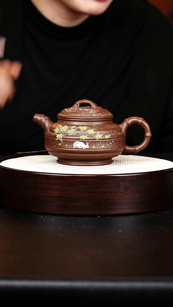 茶壶紫砂双线竹鼓