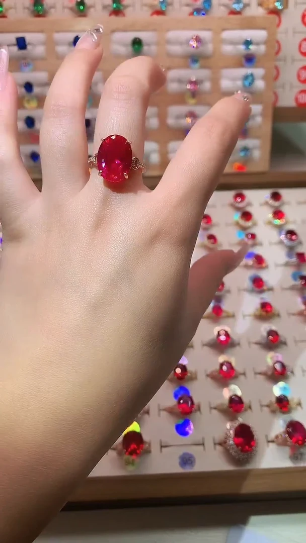 无925银高订 轻奢 鸽血红色系戒指 12*16