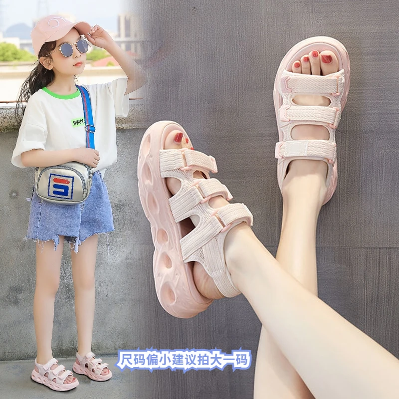 ABC女童凉鞋夏季新款儿童软底运动凉鞋女孩时尚沙滩鞋中大童厚底