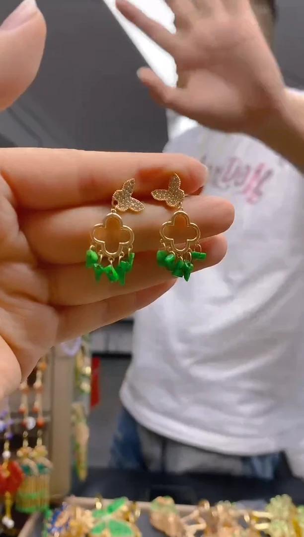 【闪购商品】翡翠耳饰合金052翡翠耳钉