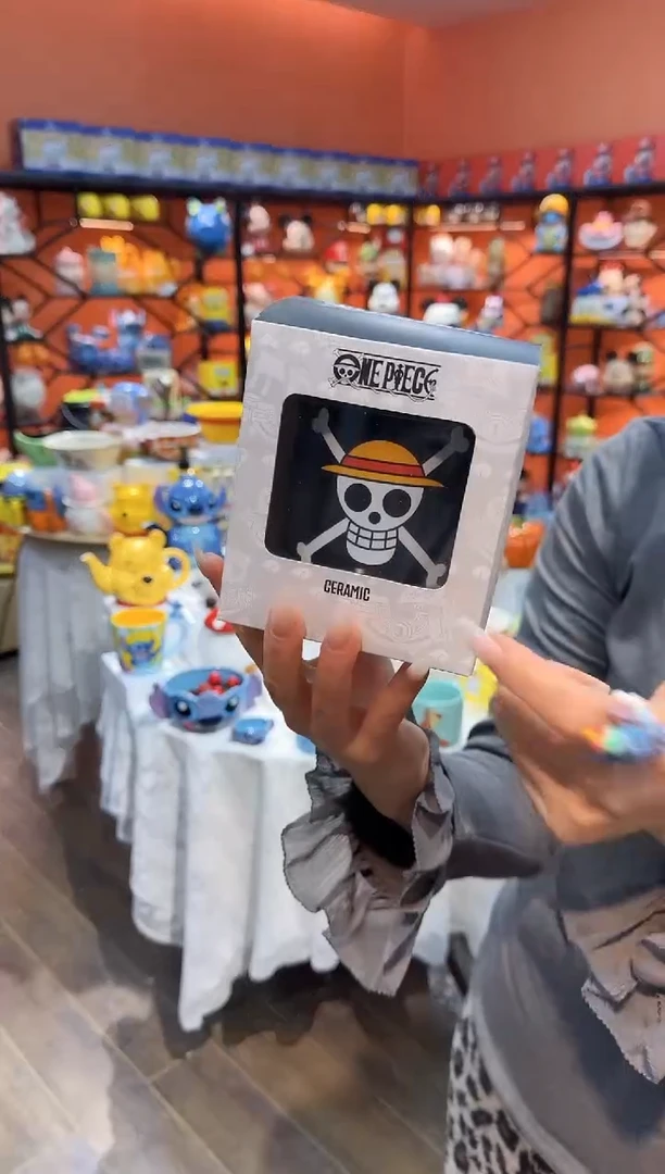 瓷片@@海贼王黑色陶瓷手握杯