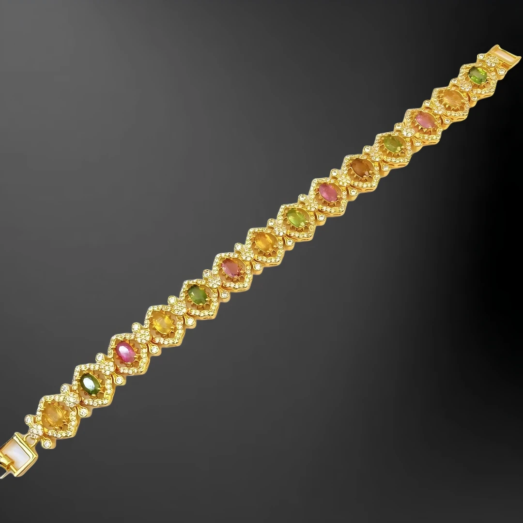 碧玺满钻轻奢蛋面手链C1072J