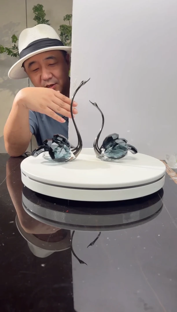 摆件CS0103050墨兰水晶天鹅一对