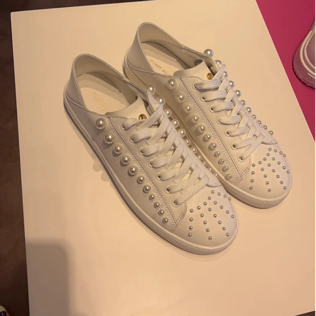 STUART WEITZMAN美国直邮 珍珠低帮系带板鞋GOLDIE CONVERTIBLE