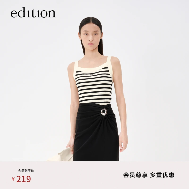 edition夏撞色条纹针织吊带背心女休闲运动风#EBC2VETT01