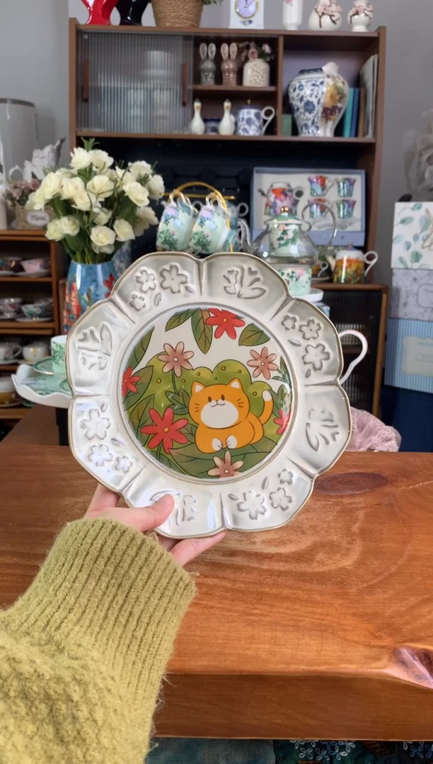 陶瓷【福利】猫咪花瓣盘