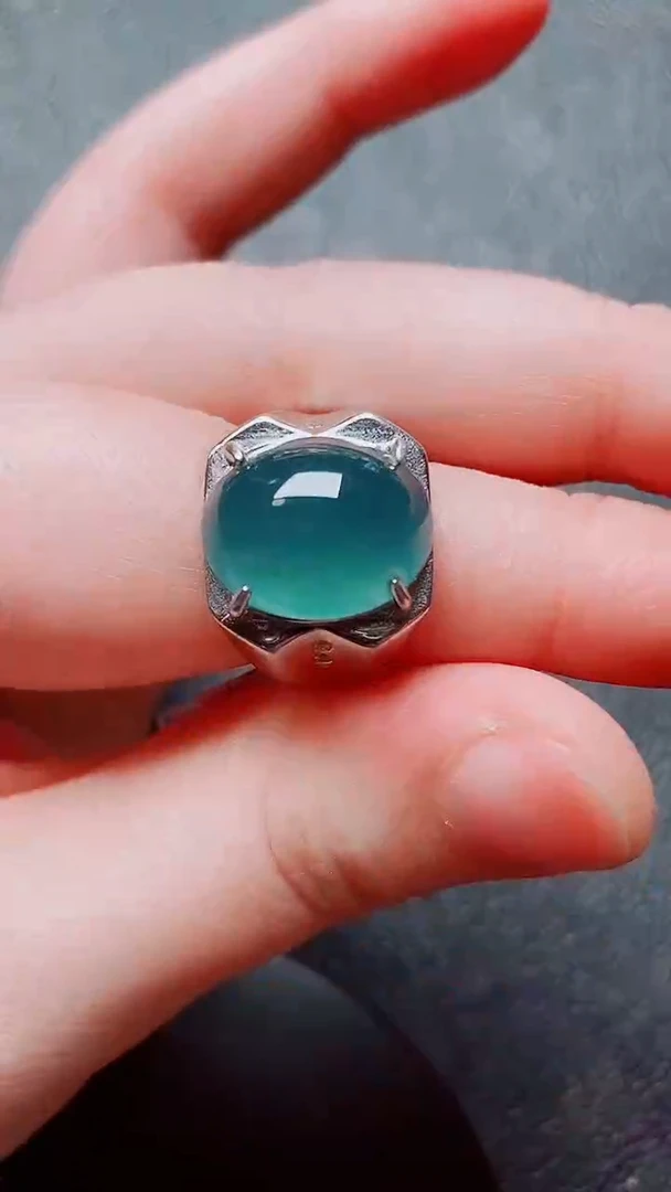 翡翠戒指银S925镶嵌翡翠