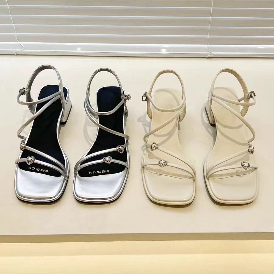 Q9-309 新款法式气质百搭粗跟凉鞋