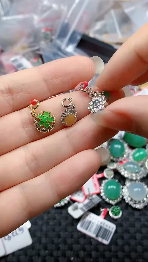 银S925镶嵌戒指翡翠天然A货缅甸翡翠