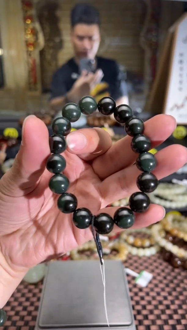 手串未镶嵌和田玉若羌料二道桥青玉手串卡12