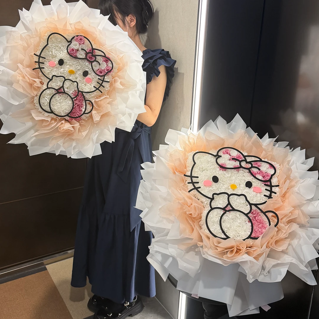 永生花Hellokitty凯蒂猫花束送女朋友闺蜜告白新款2025情人节礼物