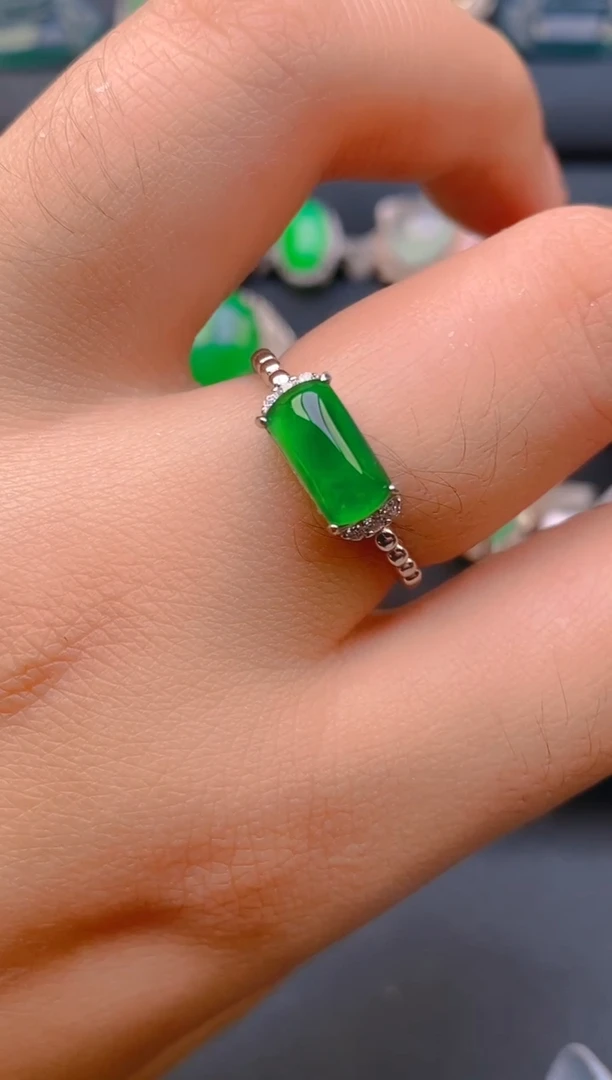 【闪购商品】翡翠戒指银S925镶嵌天然A货翡翠1