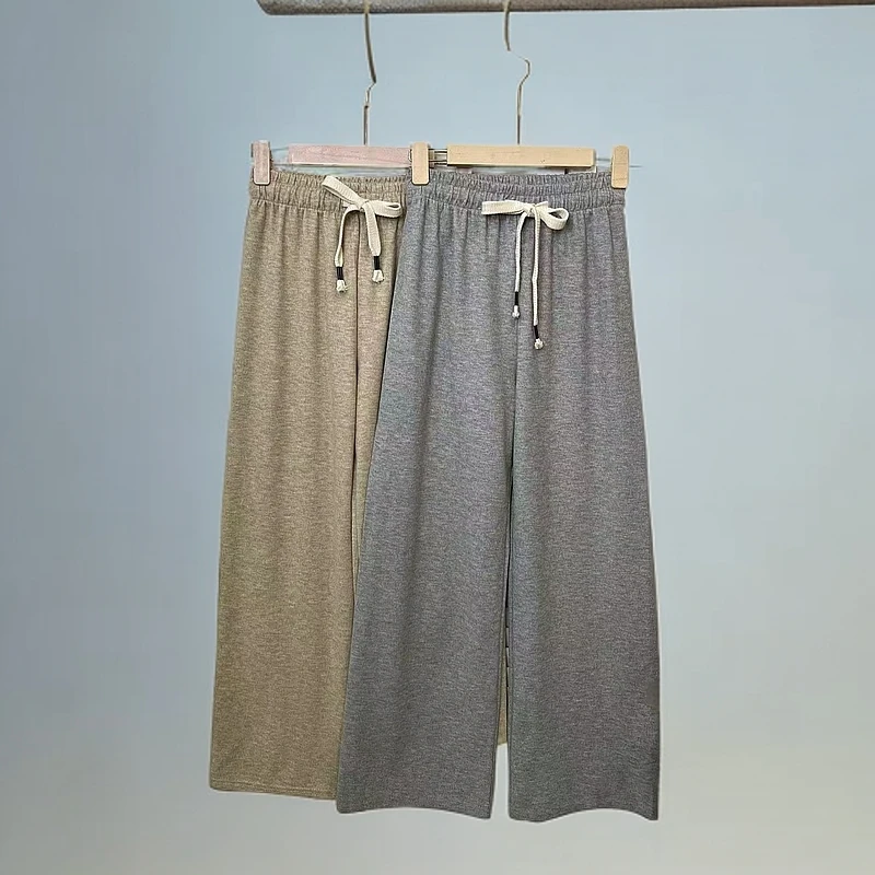 8881松紧腰休闲裤女款显瘦垂感抽绳纯色时尚百搭休闲裤